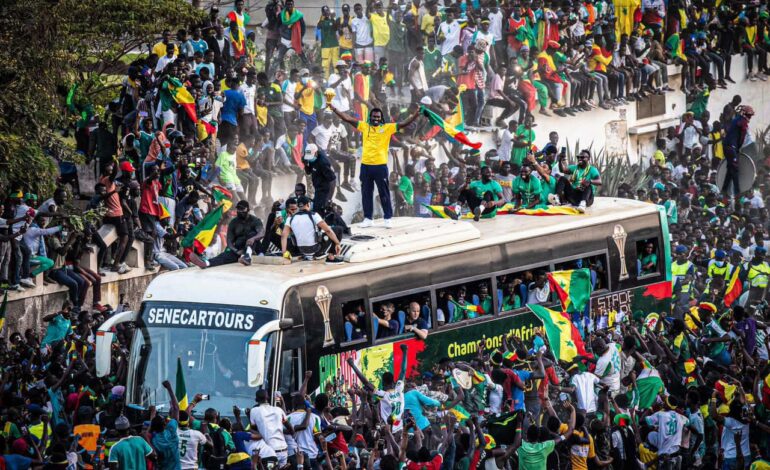 HEROIC WELCOME AS AFCON CHAMPIONS SENEGAL ARRIVE HOME