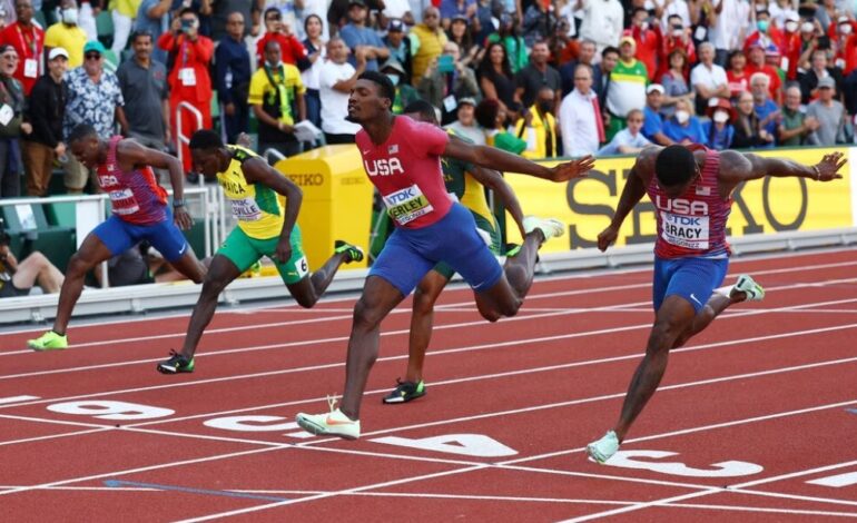 FRED KERLEY WINS MEN’S WORLD 100M GOLD IN US CLEAN SWEEP