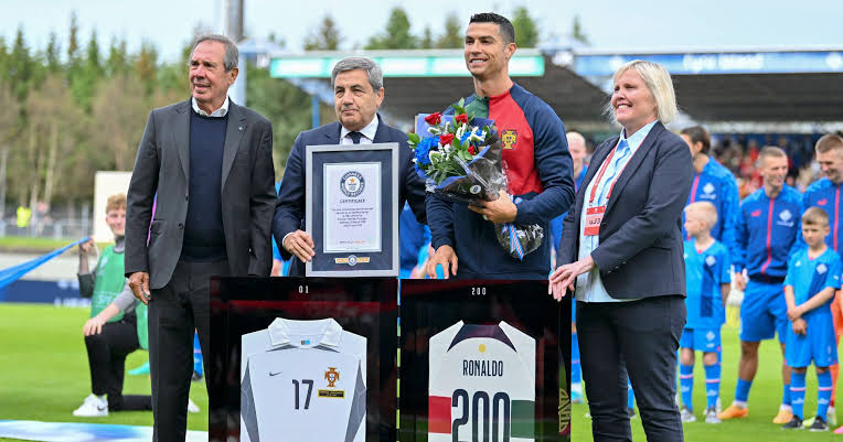 CRISTIANO RONALDO HONOURED BY GUINNESS WORLD RECORDS FOR SETTING NEW WORLD RECORD