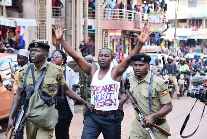  UGANDAN SECURITY FORCES ARREST PROTESTERS MARCHING IN KAMPALA